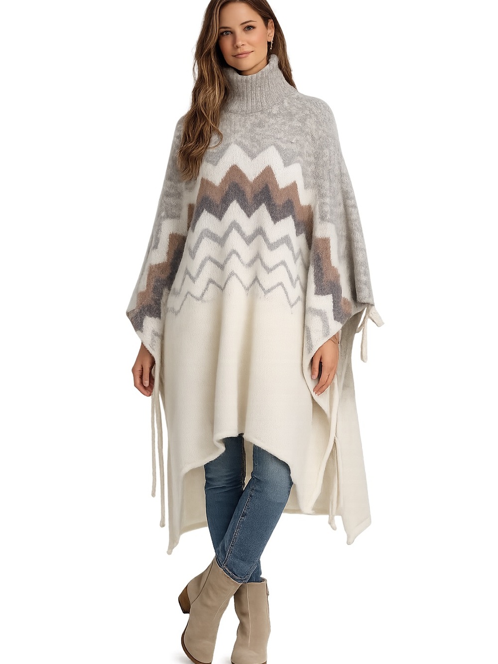 NWT Vintage 80s Hilda Ltd 100% Icelandic Wool Nordic Turtleneck Poncho Cape